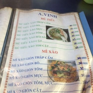 Thực đơn- A Vinh - Quán Ăn Gia Đình