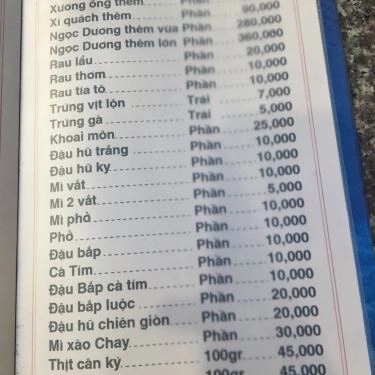 Thực đơn- Quán Ăn Gia Đình Bạn Tôi - Nguyễn Thượng Hiền