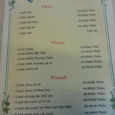 Thực đơn- Quán Ăn Biển Xanh Quán - Ăn Gia Đình