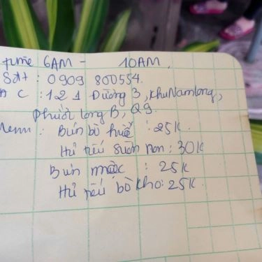Thực đơn- Quán Ăn Hồng Ân - Bún Bò Huế, Hủ Tiếu Sườn & Bún Mọc