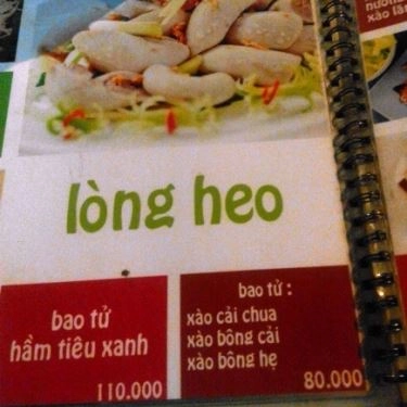 Thực đơn- Quán Ăn Gia Đình Lãng - Vĩnh Khánh
