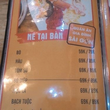 Thực đơn- Quán Ăn Gia Đình Sài Gòn - Lẩu & Né