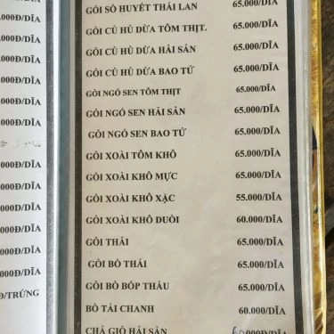 Thực đơn- Thúy Kiều 2 - Quán Ăn Gia Đình