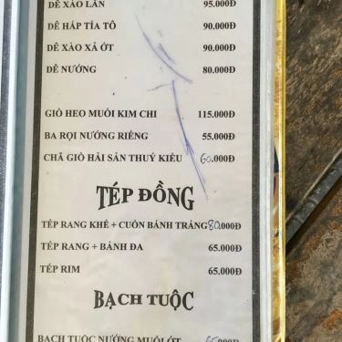 Thực đơn- Thúy Kiều 2 - Quán Ăn Gia Đình