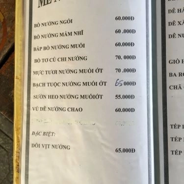 Thực đơn- Thúy Kiều 2 - Quán Ăn Gia Đình