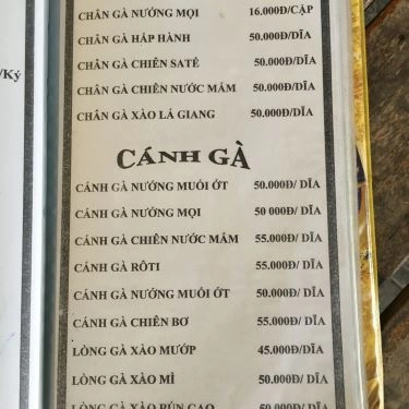 Thực đơn- Thúy Kiều 2 - Quán Ăn Gia Đình