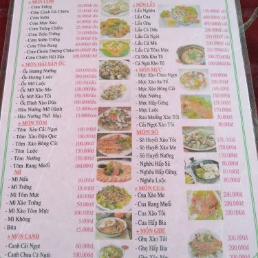 Thực đơn- Quán Ăn Hải Sản Hồng Quyên
