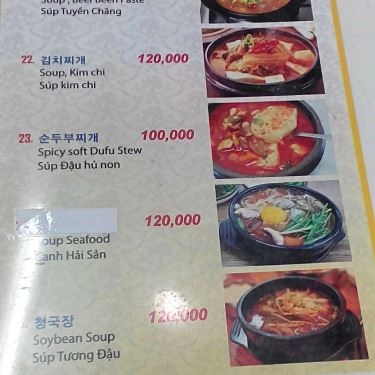 Thực đơn- Cây Vàng - Quán Ăn Hàn Quốc