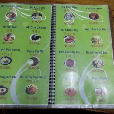 Thực đơn- Quán Ăn Hàn Quốc - Văn Cao
