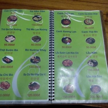 Thực đơn- Quán Ăn Hàn Quốc - Văn Cao