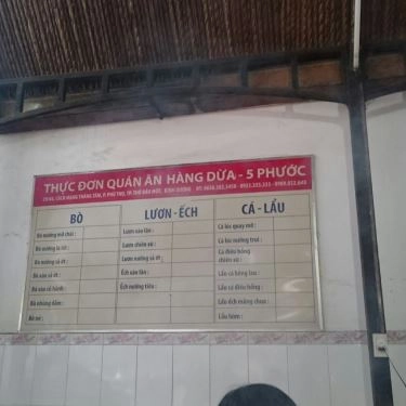 Thực đơn- Quán Ăn 5 Phước - Bò Nướng Hàng Dừa
