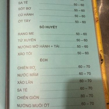 Thực đơn- Quán Ăn Hoa Tèo - Các Món Lẩu