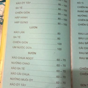Thực đơn- Quán Ăn Hoa Tèo - Các Món Lẩu
