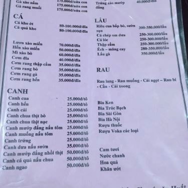 Thực đơn- Quán Ăn Huế - Huỳnh Thúc Kháng