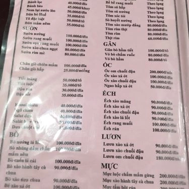 Thực đơn- Quán Ăn Huế - Huỳnh Thúc Kháng