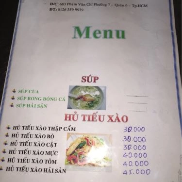 Thực đơn- Quán Ăn Hưng Phát - Phạm Văn Chí