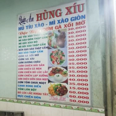 Thực đơn- Quán Ăn Hùng Xíu - Hủ Tíu Xào & Cơm Gà Xối Mỡ
