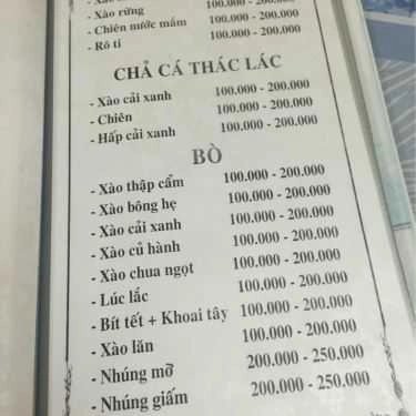 Thực đơn- Quán Ăn Hương Biển Quán - Mạc Thiên Tích