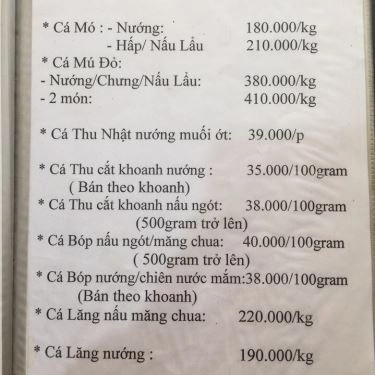 Thực đơn- Quán Ăn Hương Việt - 30 Tháng 4