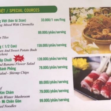 Thực đơn- Quán Ăn Hương Việt - 30 Tháng 4