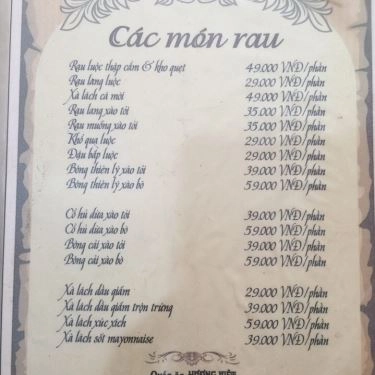 Thực đơn- Quán Ăn Hương Việt - 30 Tháng 4