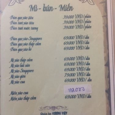 Thực đơn- Quán Ăn Hương Việt - 30 Tháng 4