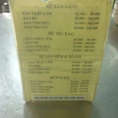 Thực đơn- Quán Ăn Lê Hiếu