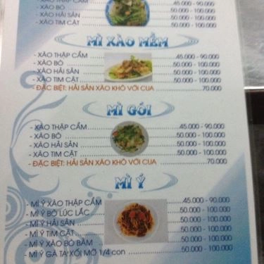 Thực đơn- Quán Ăn Lê Hiếu