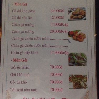 Thực đơn- Quán Ăn Linh - Hải Sản Bình Dân