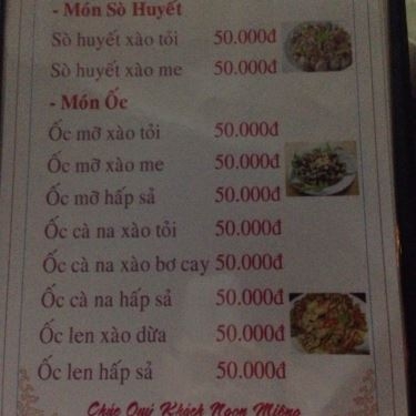 Thực đơn- Quán Ăn Linh - Hải Sản Bình Dân
