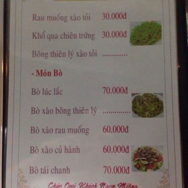 Thực đơn- Quán Ăn Linh - Hải Sản Bình Dân