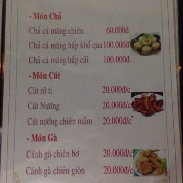 Thực đơn- Quán Ăn Linh - Hải Sản Bình Dân