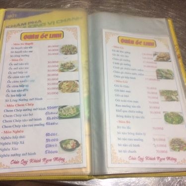 Thực đơn- Quán Ăn Linh - Hải Sản Bình Dân