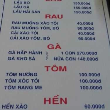 Thực đơn- Quán Ăn Ngự Uyển - Nguyễn Huệ