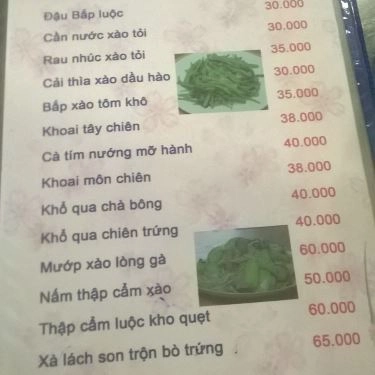 Thực đơn- Quán Ăn Như Xưa
