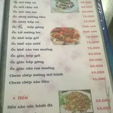 Thực đơn- Quán Ăn Như Xưa