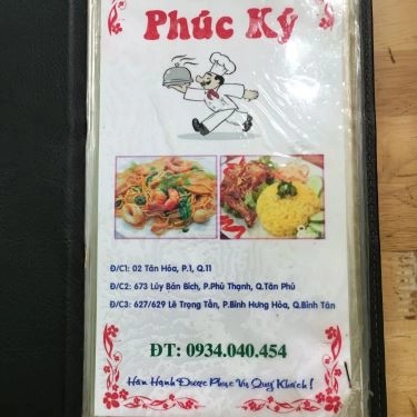 Thực đơn- Phúc Ký - Quán Ăn Bình Dân