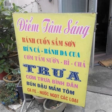 Thực đơn- Quán Ăn - Điểm Tâm Sáng & Cơm Trưa