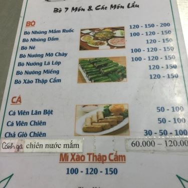 Thực đơn- Quán Ăn Thanh Tâm - Lẩu Bò Mắm Ruốc