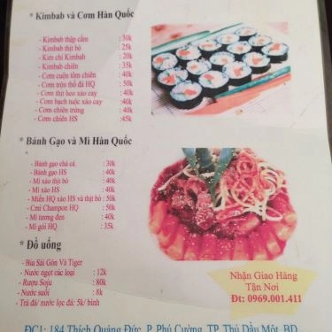 Thực đơn- Quán Anh Kim - Sushi, BBQ & Lẩu - Hoàng Văn Thụ