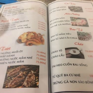 Thực đơn- Quán Ba Cư - Quán Ăn Gia Đình