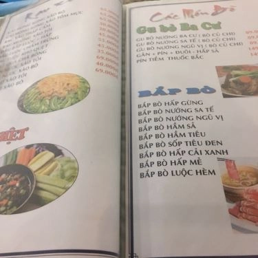 Thực đơn- Quán Ba Cư - Quán Ăn Gia Đình