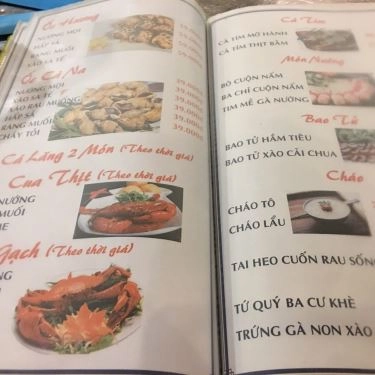 Thực đơn- Quán Ba Cư - Quán Ăn Gia Đình