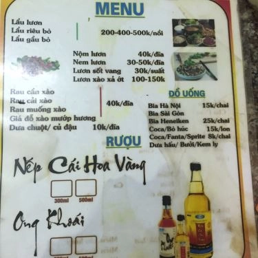 Thực đơn- Quán Ăn Quán Bà Ngọ - Bún, Miến & Bánh Đa
