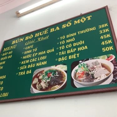 Thực đơn- Quán Ăn Quán Ba Số Một - Bún Bò Huế