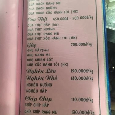 Thực đơn- Quán Ăn Hải Sản Bà Thôi 2