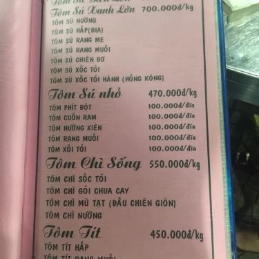 Thực đơn- Quán Ăn Hải Sản Bà Thôi 2