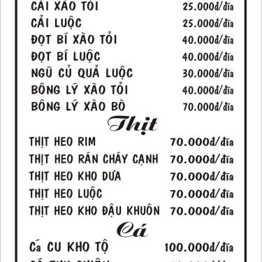 Thực đơn- Quán Ăn Hải Sản Bà Thôi 2