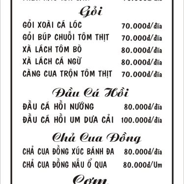 Thực đơn- Quán Ăn Hải Sản Bà Thôi 2