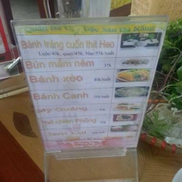 Thực đơn- Quán Ăn Quán Bà Út - Đặc Sản Đà Nẵng